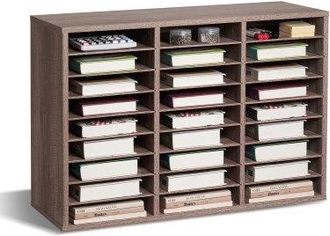 OEM Organizador De Literatura, Clasificador De Archivos De 27 Compartimentos 800 X 297 X 550 Mm Con Estantes Extra&iacute;bles, Clasificador De Madera De Aglomer