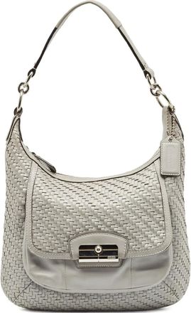 Coach Borsa a spalla in pelle intrecciata - Grigio
