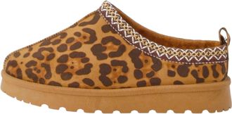 Generic House Of Sehrish MX11 Faux Suede Embroidered Cozy Slippers for Women - Warm Indoor Outdoor Slip-On Winter Shoes with Soft Lining & Non-Slip Sole (Leop