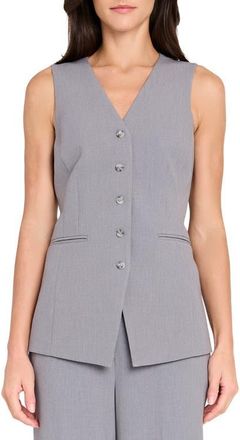 Tahari by ASL Button-Up Vest in Heather Grey at Nordstrom, Size 10P