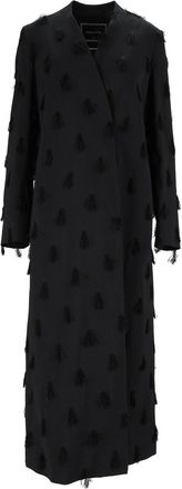 Fabiana Filippi Night Blue Collarless Textured Long Coat
