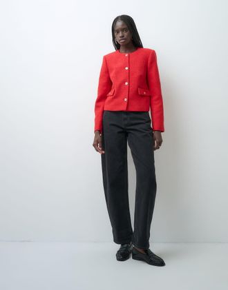 Asos giacca sartoriale in boucl&eacute; rossa-Rosso