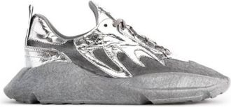 Roberto Cavalli Ladies Silver Calf Hair V1per Low-top Sneakers, Brand Size 37 ( US Size 7 )
