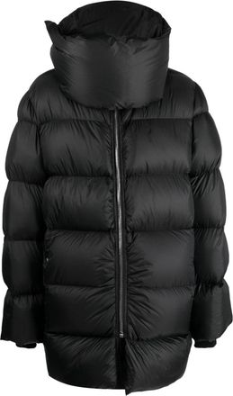 Rick Owens high-neck puffer coat - men - Recycled Polyamide/Cotton/Virgin Wool/Spandex/Elastane/Goose Down/Goose Feather - 50 - Black