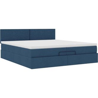 vidaXL Vidaxl - Estructura De Cama Otomana Con Colch&oacute;n Tela Azul 200x200 Cm