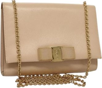 Ferragamo Pre-owned Schoudertas - Dames - Vintage Schoudertas - Beige - ONE Size - Leer - Vintage
