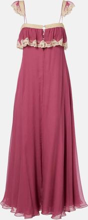 Chloé Chloé Lace-trimmed silk muslin maxi dress
