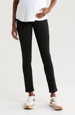 1822 Denim Bellyband Butter Skinny Maternity Jeans in Black at Nordstrom, Size 28