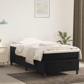 vidaXL Cama Box Spring Con Colch&oacute;n Cuero Sint&eacute;tico Negro 90x190 Cm Vidaxl