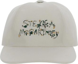 Stella McCartney Acries Dameshoed - Stijlvol Model - Dames - Petten - Wit - 57 CM - Katoen - Accessoires