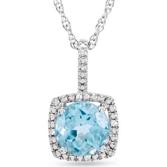 Allurez Lab Grown & Natural Diamond Pendant Necklace in Sterling Silver in Blue Topaz at Nordstrom, Size 18