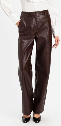 Twin-Set Pantaloni wide leg in pelle sintetica a vita alta