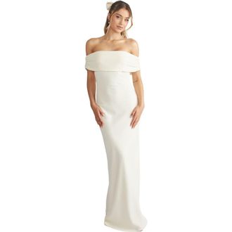 Six Stories Bardot Crepe Bridesmaid Dress in Almond at Nordstrom, Size 10