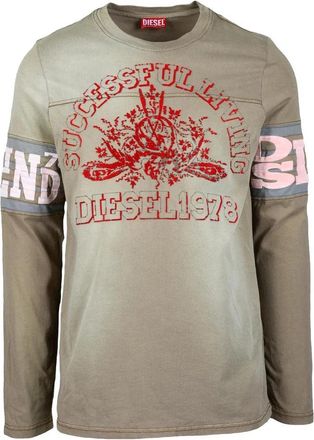 Diesel Long-Sleeve T-Shirt with Contrasting Sleeve Bands