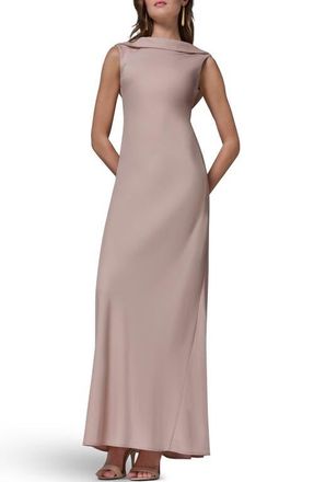 DKNY Ruffle Satin Gown in Snow Petal at Nordstrom, Size 10