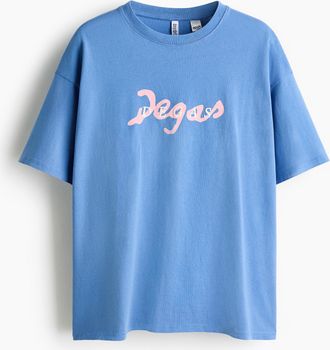 H&M Oversized T-Shirt mit Printmotiv - Blue