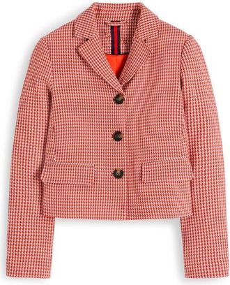 Boden Dartmouth Cotton Blend Blazer in Pink/brown Puppytooth at Nordstrom, Size 14