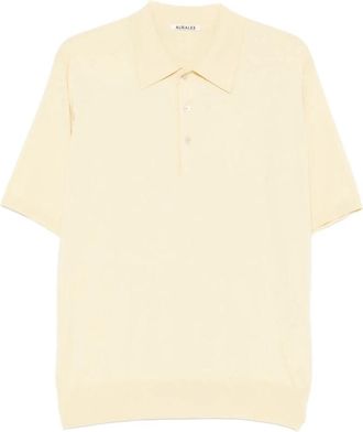 Auralee Giza High Gauge Knit Polo - Heren - Polos - Geel - XL - Katoen - Tops