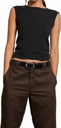 perfectwhitetee Eleanor 90s Jersey Muscle Tee In Black