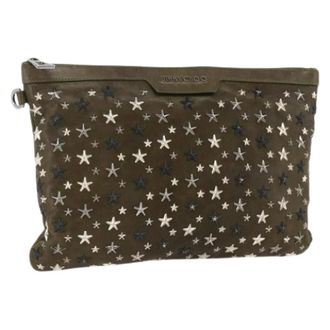 Jimmy Choo London Pre-owned Clutch Tas - Dames - Pre-owned - Groen - Maat: ONE Size Leer