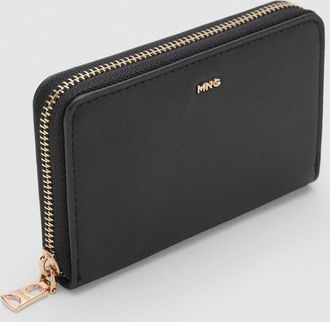 Mango Portafoglio effetto Saffiano nero - Donna - Taglia unica - MANGO