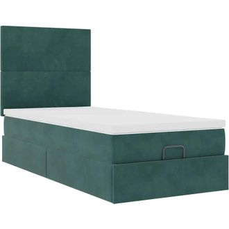 vidaXL Estructura Cama Otomana Colchones Verde Oscuro 90x190cm Vidaxl