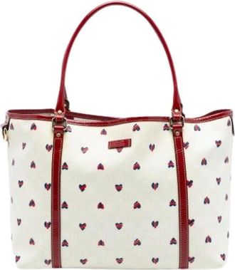 Gucci Pre-owned Tote Bags, female, White, Size: ONE SIZE Pre-owned Printed Coated Canvas Tote