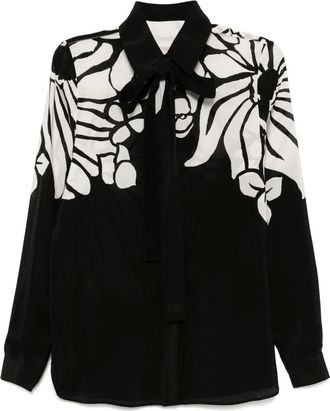 Elie Saab Camicia in seta con stampa - Nero