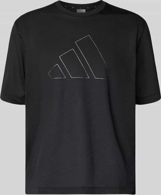 adidas Regular Fit T-Shirt in Mesh-Optik mit Logo-Print in Black, Gr&ouml;&szlig;e XXL