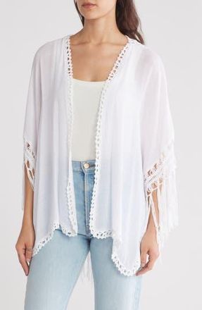 Forgotten Grace Crochet Fringe Cardigan in White at Nordstrom Rack, Size X-Large