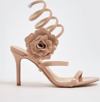 Twentyfourhaitch Sandalo Poniente in vernice con fiore applicato