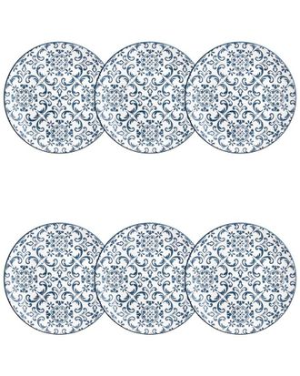 10 Strawberry Street Set Of 6 Mediterranean Blue Salad Plates