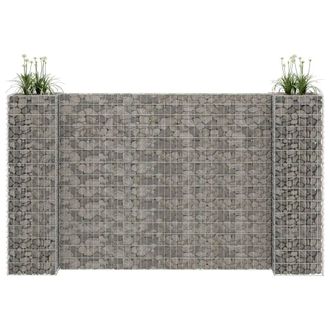 Berkfield Home H-Shaped Gabion Planter Steel Wire 260x40x150 cm in Silver | Size: 260 x 40 x 150 cm