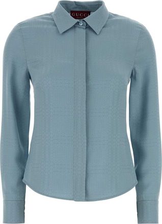 Gucci Light Blue Silk Shirt