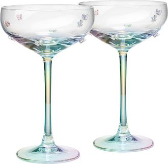 Godinger Luster Butterfly Coupe Pair