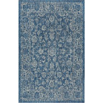 Jonathan Y Designs Tela Bohemian Textured Weave Floral Indoor/Outdoor Area Rug in Navy/gray at Nordstrom, Size 3Ft 0In X 5Ft 0In