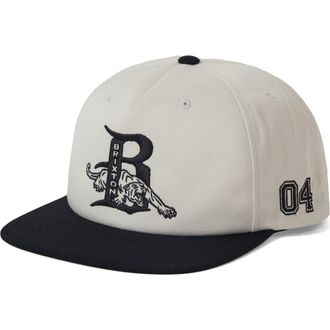Brixton Predator Embroidered Snapback Baseball Cap in Off White/Black at Nordstrom