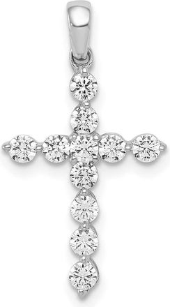 Diamond2Deal 14K White Gold Lab Grown Diamond Cross Pendant (0.5ct, VS, G-H)