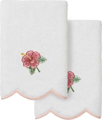 Linum Home Textiles 100% Turkish Cotton Maui Scallop 2Pc Embellished Fingertip Towel Set