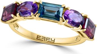 Effy 14K Rose Gold Amethyst, London Blue Topaz & Rhodolite Ring in Gold Multi at Nordstrom Rack, Size 7