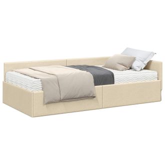 vidaXL Estructura De Cama Esquina Con Colch&oacute;n 2 Uds. Crema 90 X 190 Cm Vidaxl