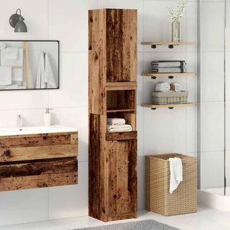Berkfield Home Durable Bathroom Cabinet Old Wood 32x34x188.5 cm Engineered Wood in Brown