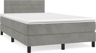 vidaXL Vidaxl - Cama Box Spring Con Colch&oacute;n Terciopelo Gris Claro 120x190 Cm