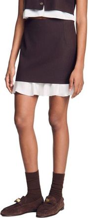 Sandro Short 2-in-1 wool skirt in Light Brown at Nordstrom, Size 36