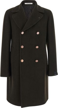 Tagliatore Brown Double Breasted Wool Coat