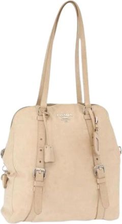 Prada Pre-owned Shoulder Bags, female, Beige, Size: ONE SIZE Pre-owned Leather Shoulder Bag