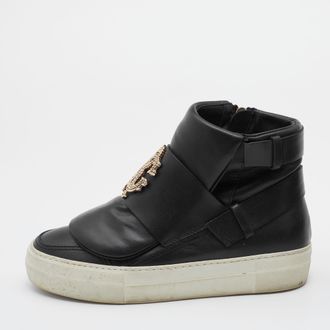 Roberto Cavalli Black Leather High Top Sneakers