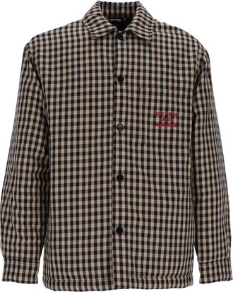 Dr&ocirc;le de Monsieur Beige Check Slogan Overshirt