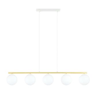 Wonderlamp L&aacute;mpara colgante blanco y dorado con altura regulable y 5 esferas