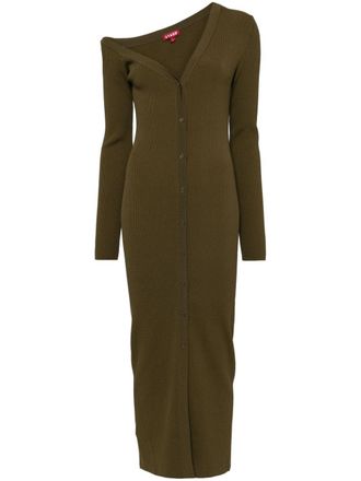 Staud ribbed-knitted dress - women - Elastane/Viscose/Nylon - S - Green
